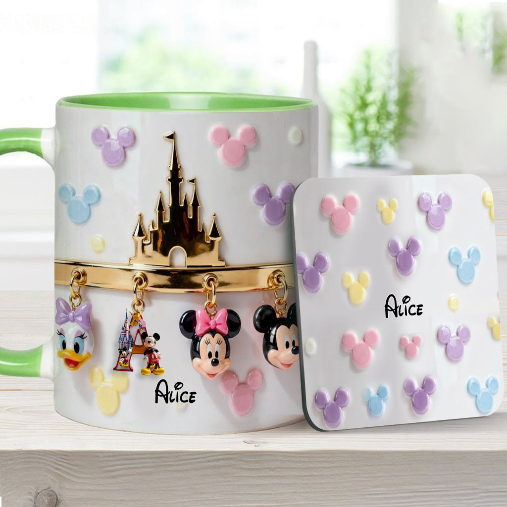 Magical Initial Name Letter - Personalized Mouse Accent Mug & Coaster