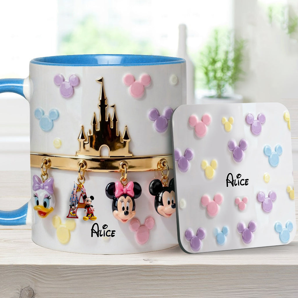 Magical Initial Name Letter - Personalized Mouse Accent Mug & Coaster