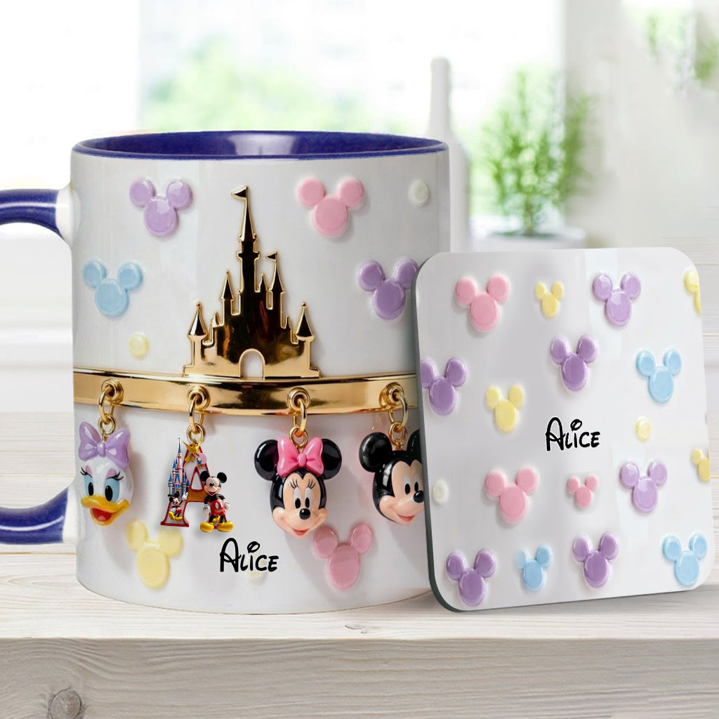 Magical Initial Name Letter - Personalized Mouse Accent Mug & Coaster