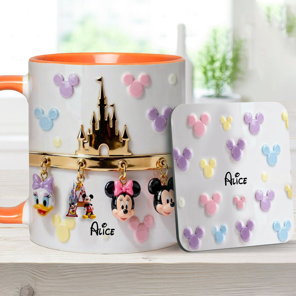 Magical Initial Name Letter - Personalized Mouse Accent Mug & Coaster