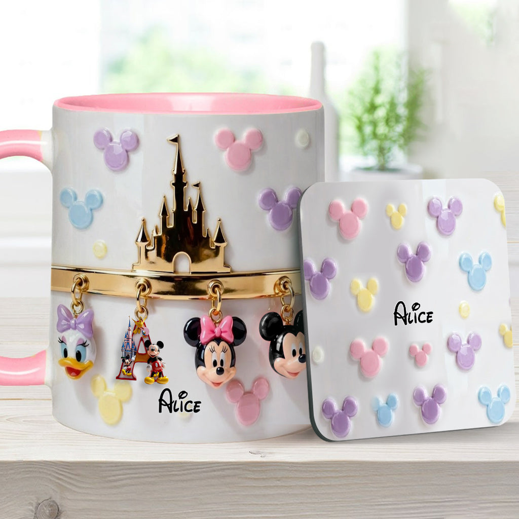 Magical Initial Name Letter - Personalized Mouse Accent Mug & Coaster