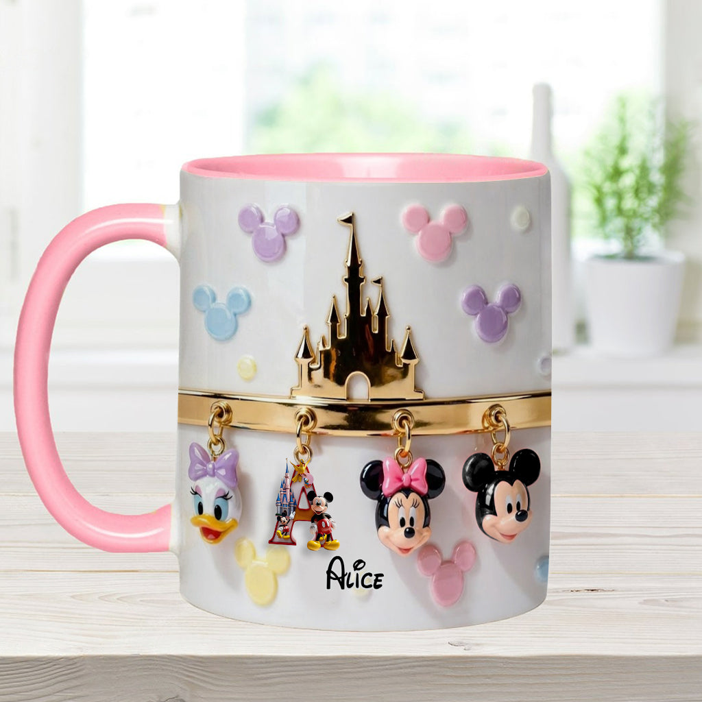 Magical Initial Name Letter - Personalized Mouse Accent Mug & Coaster