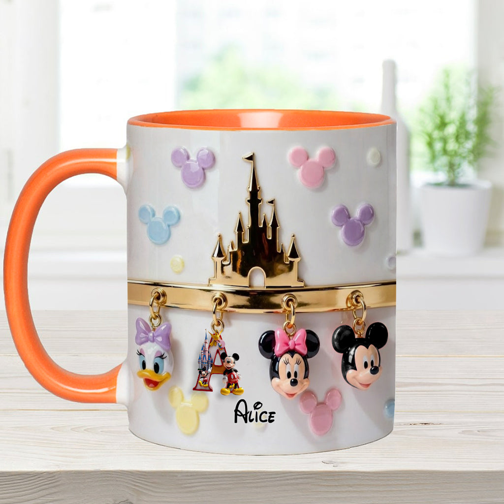 Magical Initial Name Letter - Personalized Mouse Accent Mug & Coaster