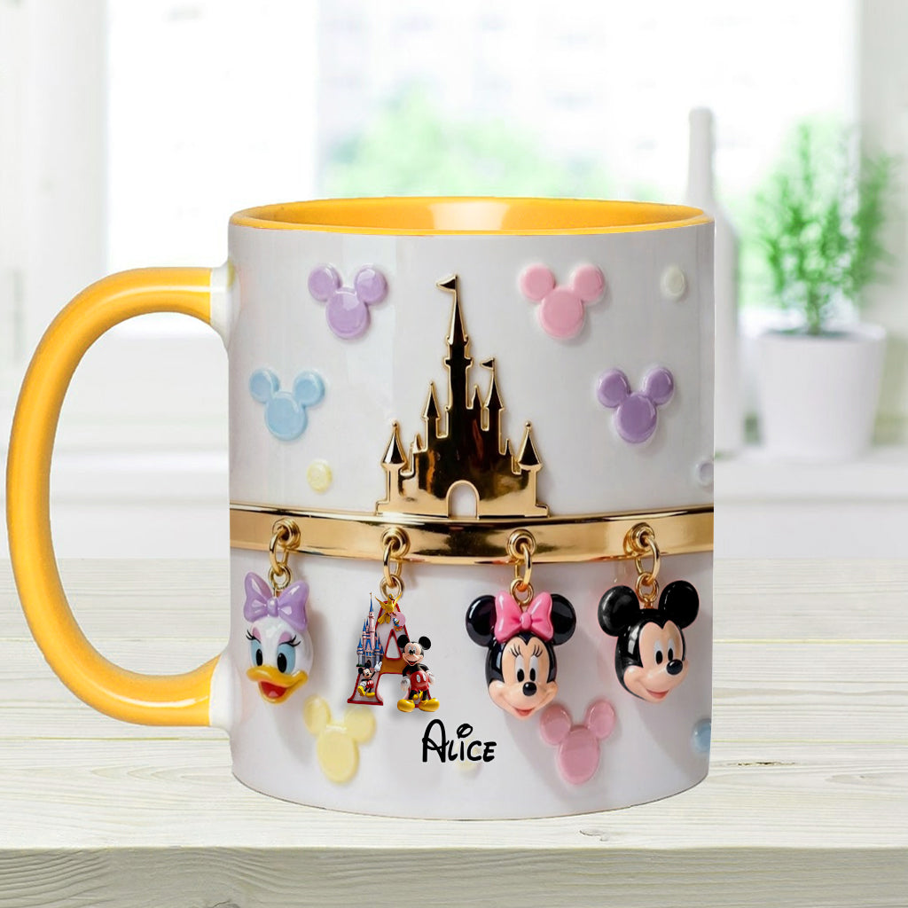 Magical Initial Name Letter - Personalized Mouse Accent Mug & Coaster