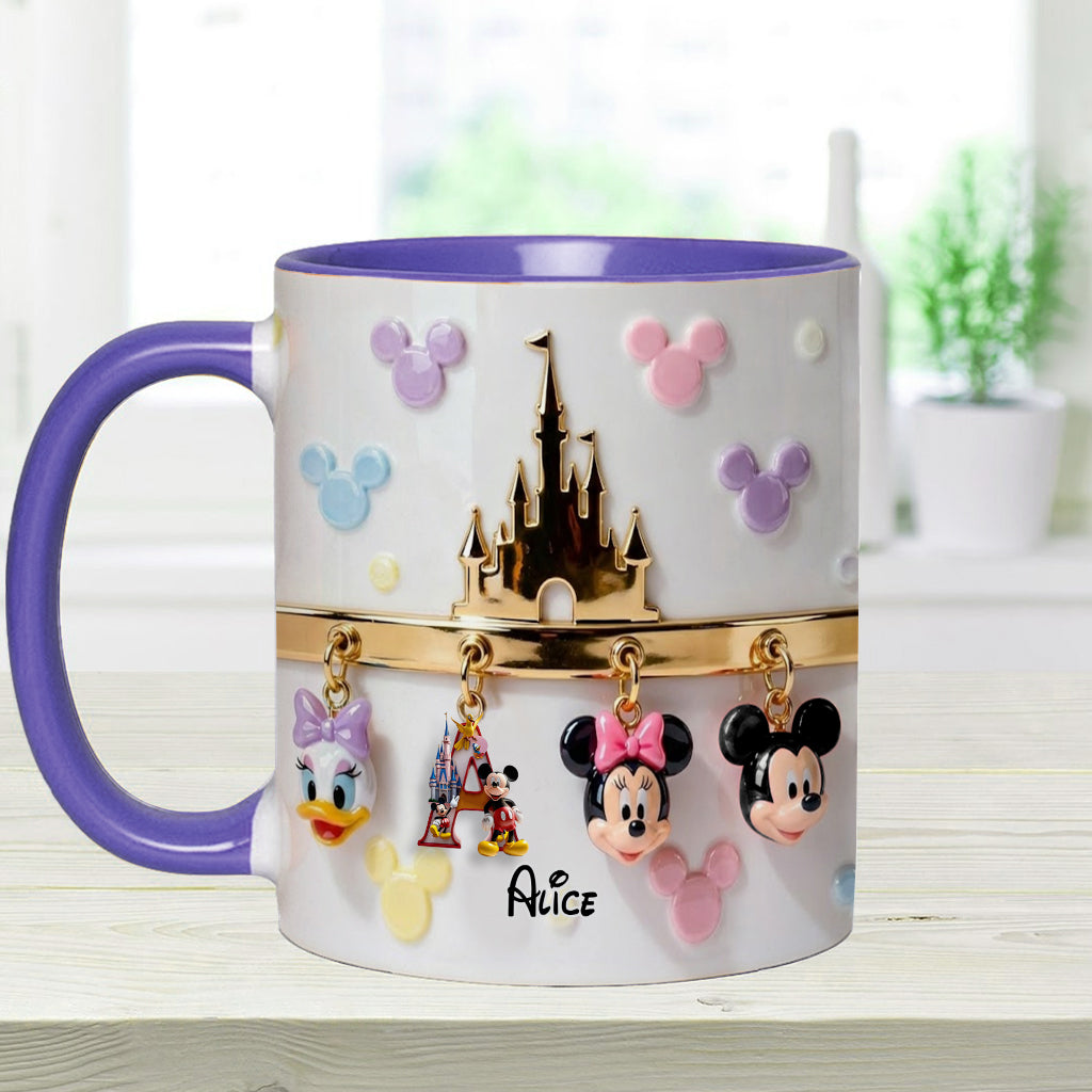 Magical Initial Name Letter - Personalized Mouse Accent Mug & Coaster