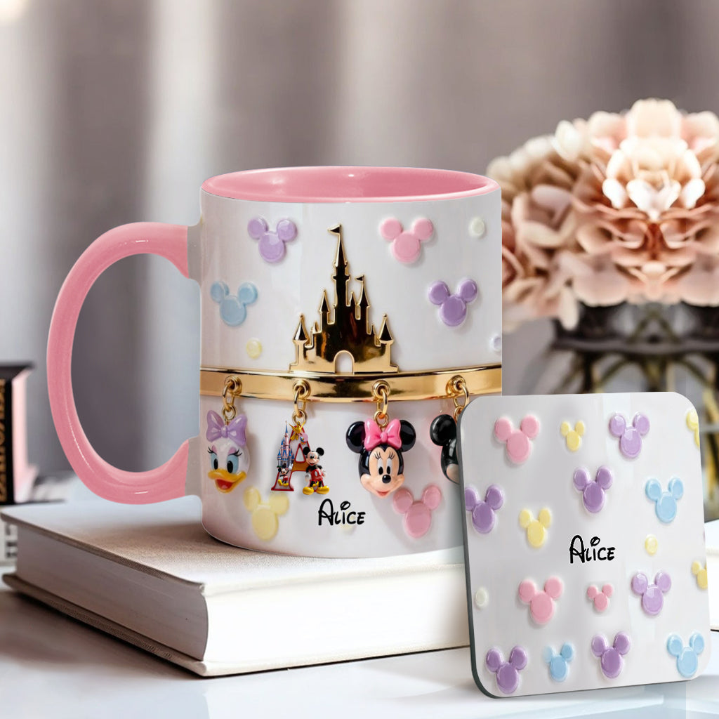 Magical Initial Name Letter - Personalized Mouse Accent Mug & Coaster