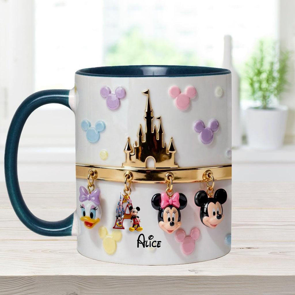 Magical Initial Name Letter - Personalized Mouse Accent Mug & Coaster