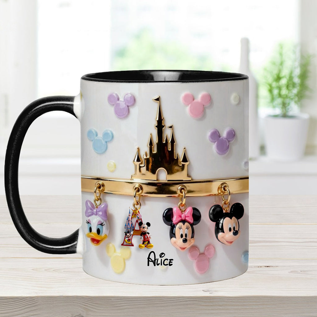 Magical Initial Name Letter - Personalized Mouse Accent Mug & Coaster