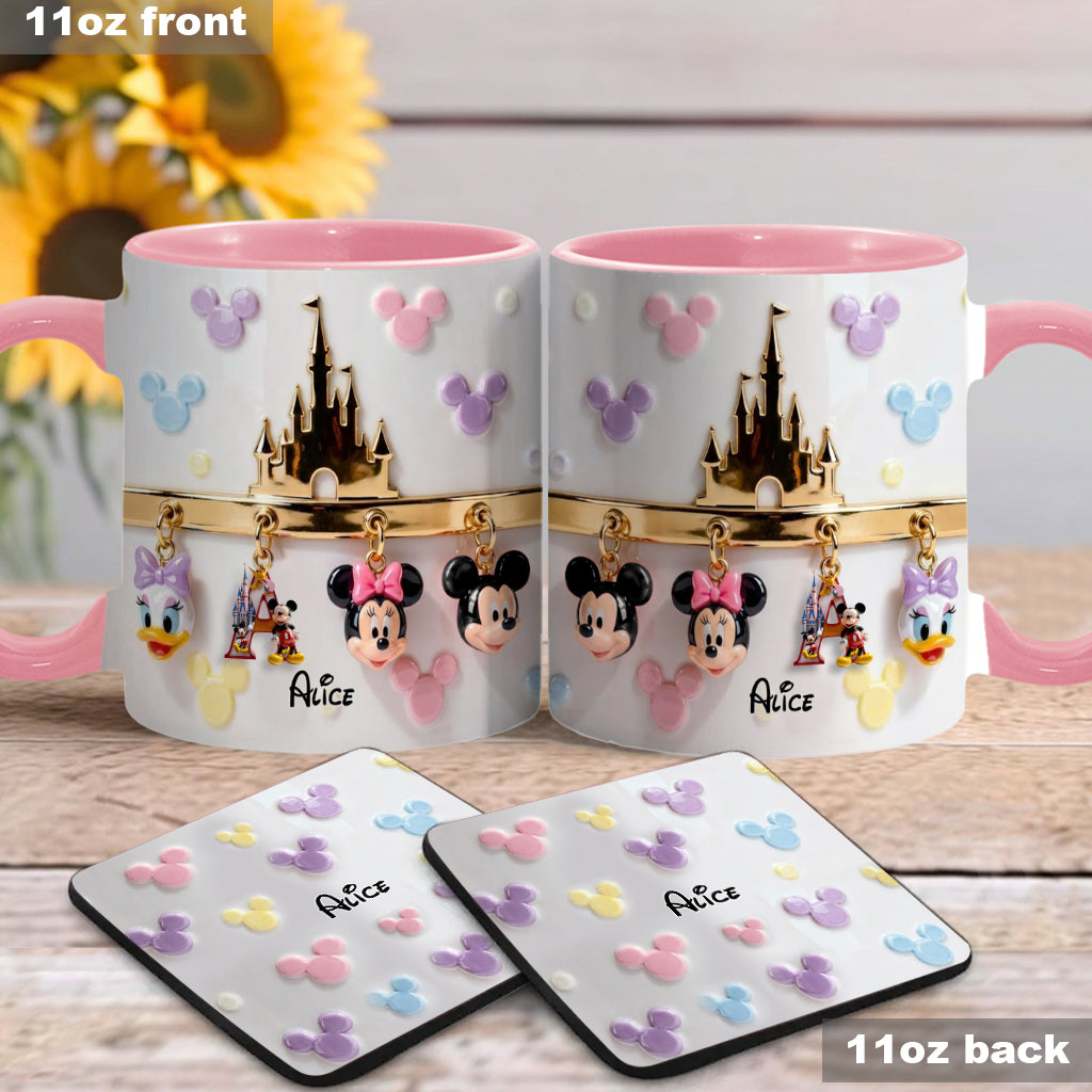 Magical Initial Name Letter - Personalized Mouse Accent Mug & Coaster