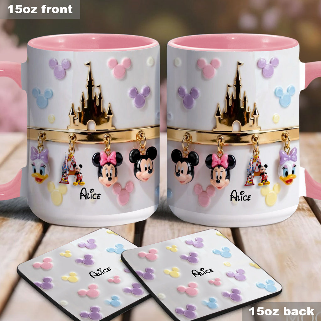 Magical Initial Name Letter - Personalized Mouse Accent Mug & Coaster