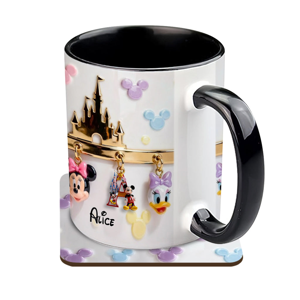 Magical Initial Name Letter - Personalized Mouse Accent Mug & Coaster