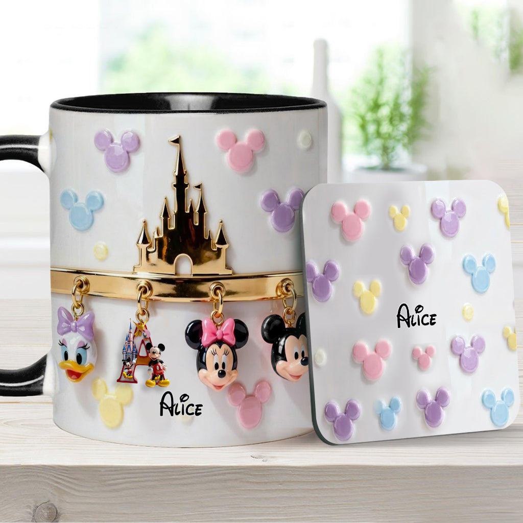 Magical Initial Name Letter - Personalized Mouse Accent Mug & Coaster