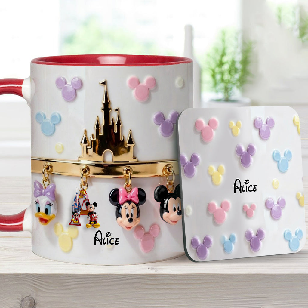 Magical Initial Name Letter - Personalized Mouse Accent Mug & Coaster