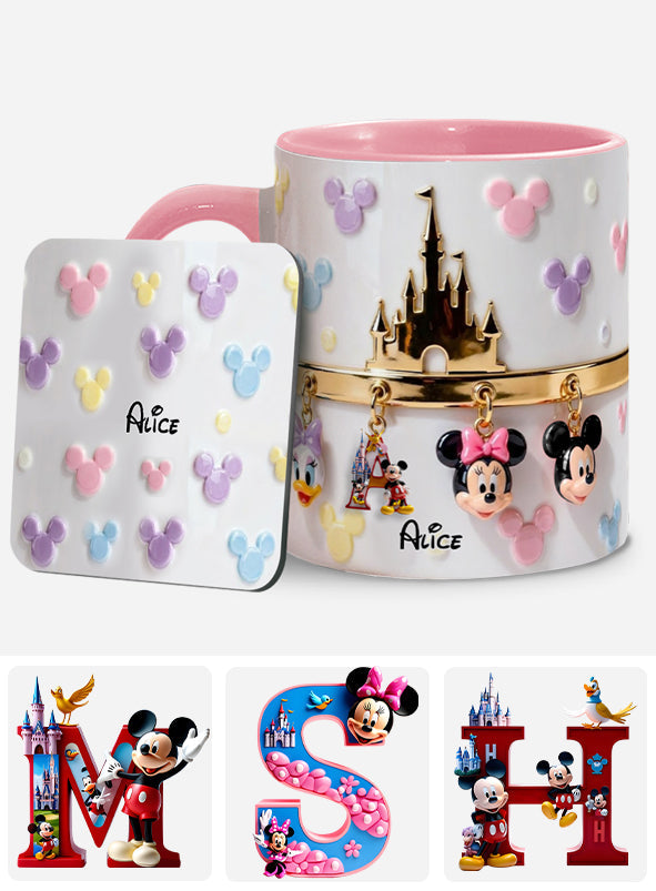 Magical Initial Name Letter - Personalized Mouse Accent Mug & Coaster