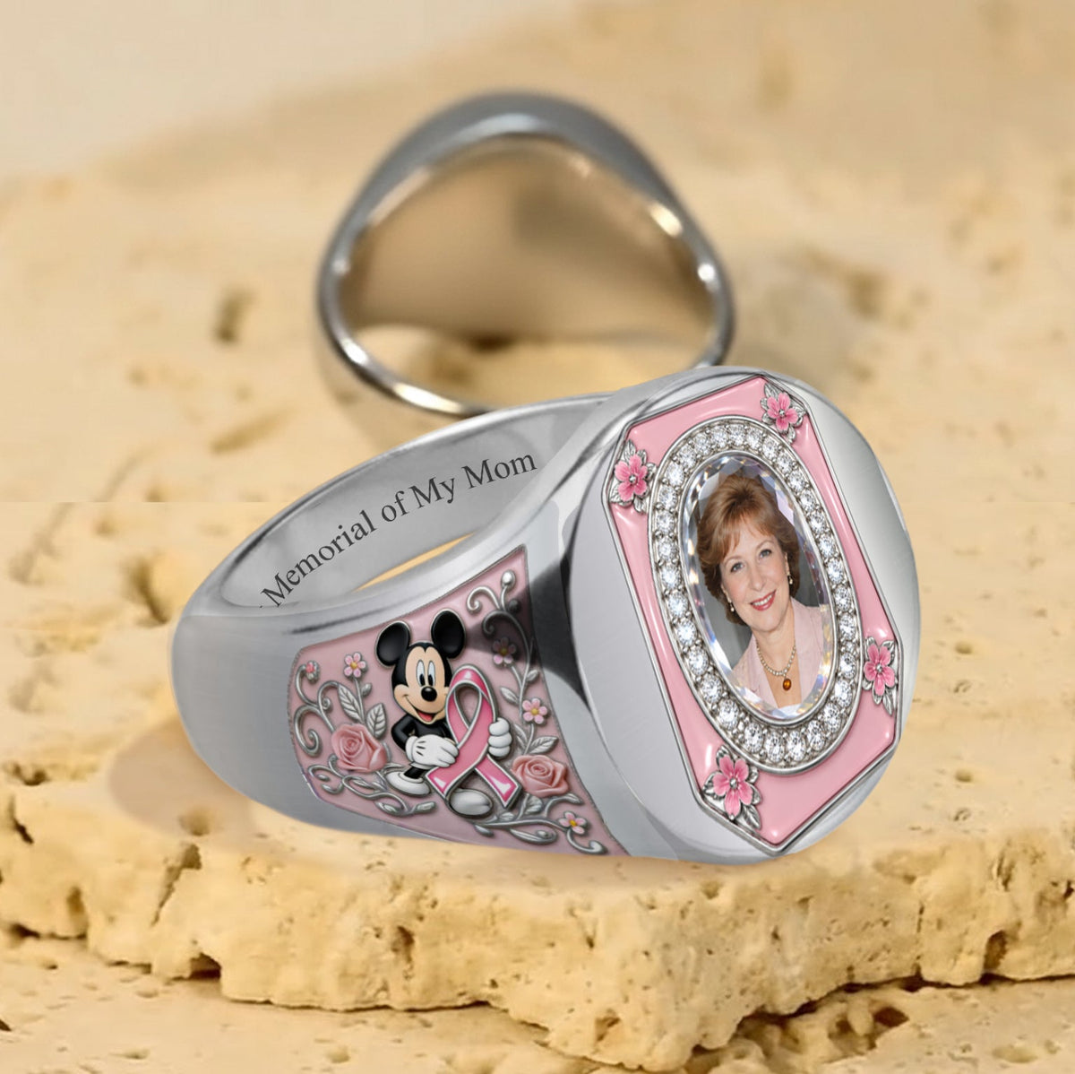 In Octorber We Wear Pink - Personalized Breast Cancer Awareness Signet Ring