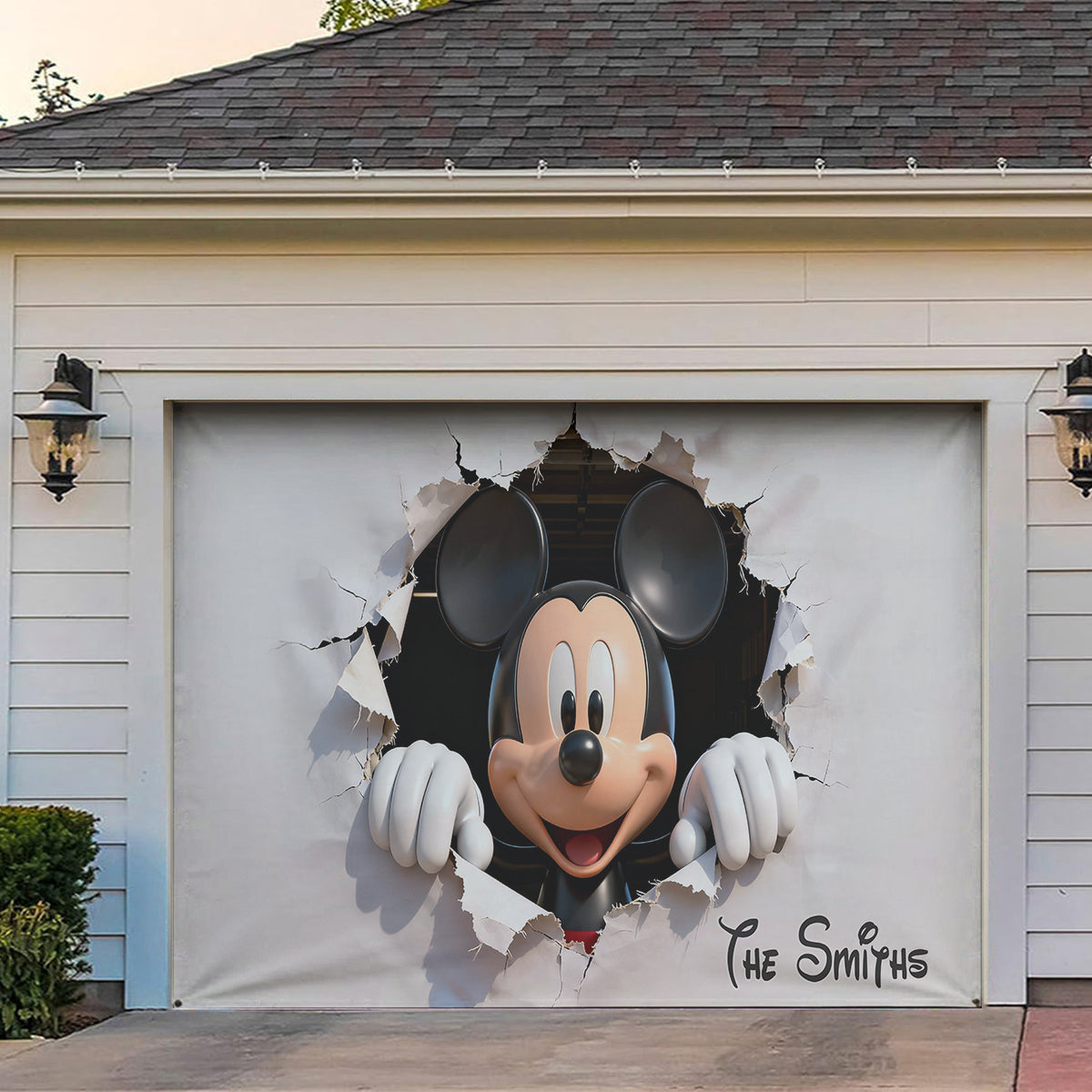 Peeking Mouse Head - Personalized Mouse Garage Door Banner