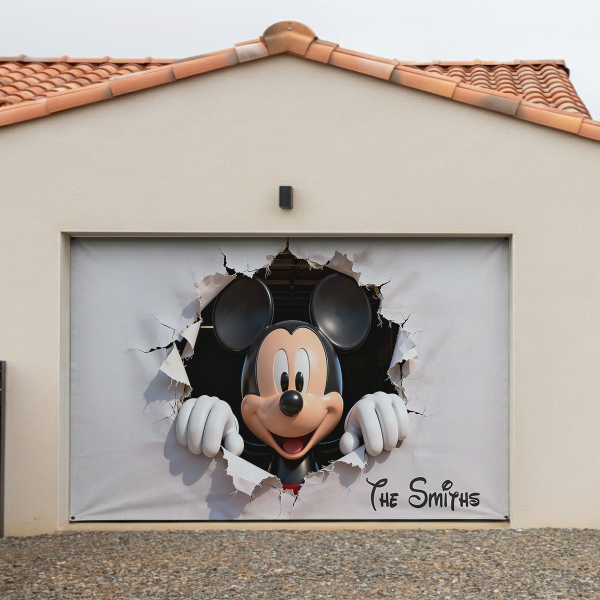 Peeking Mouse Head - Personalized Mouse Garage Door Banner