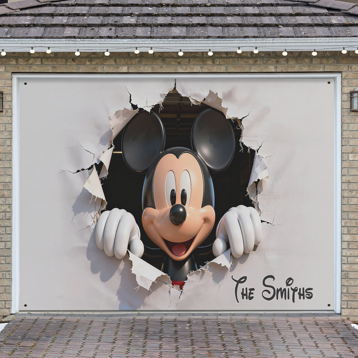 Peeking Mouse Head - Personalized Mouse Garage Door Banner