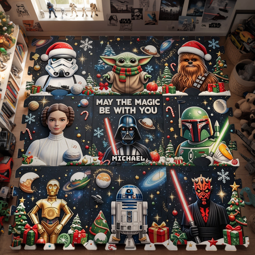 May The Magic Be With You - Personalized The Force Foam Puzzle Mat