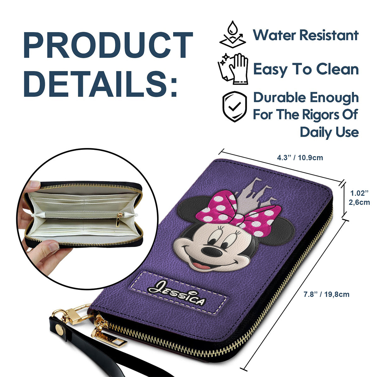 Dream Magic Custom Name - Personalized Mouse Leather Long Wallet