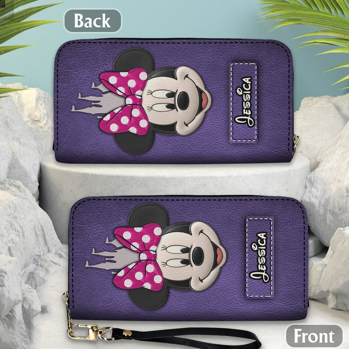 Dream Magic Custom Name - Personalized Mouse Leather Long Wallet