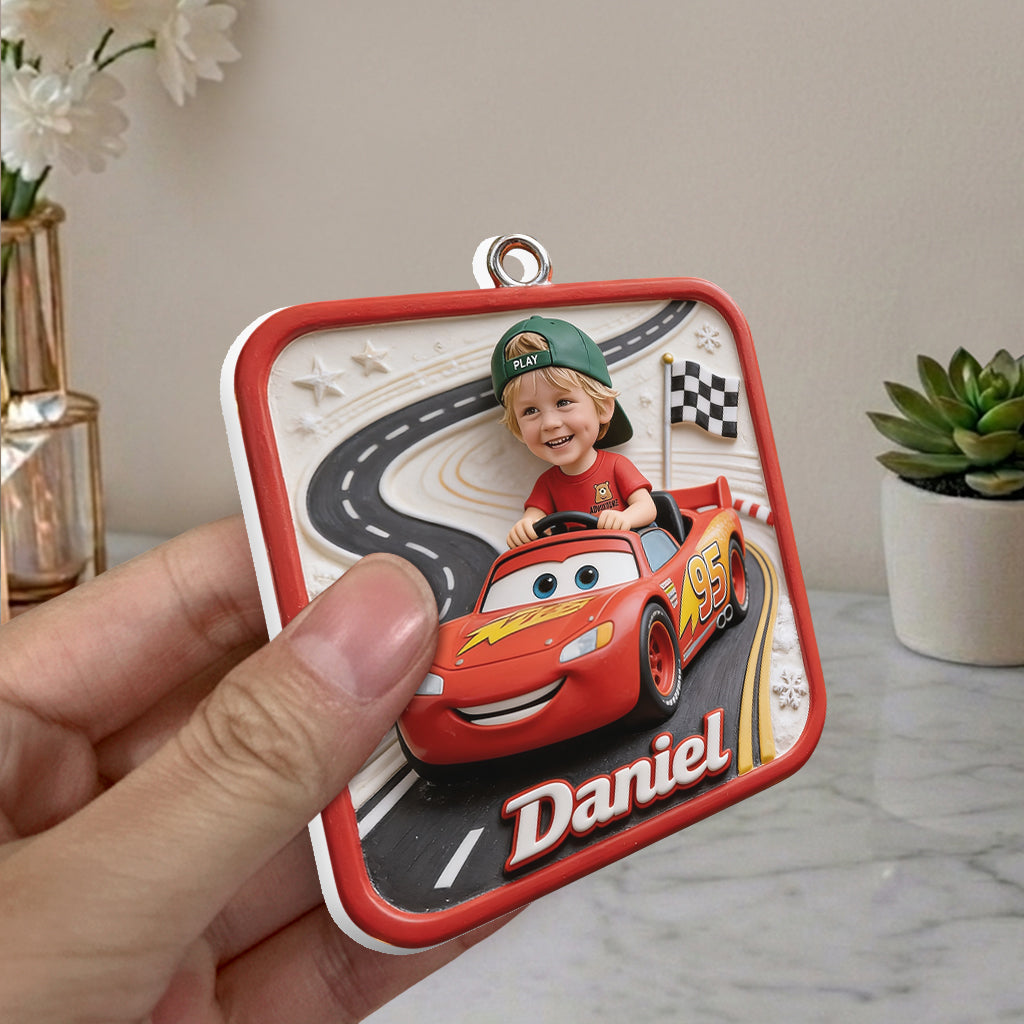 Kid And Car Friend Character - Personalized Racing Lover Premium 3D Ornament