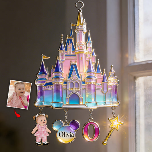 Magical Castle - Personalized Mouse Window Hanging Suncatcher With Charms