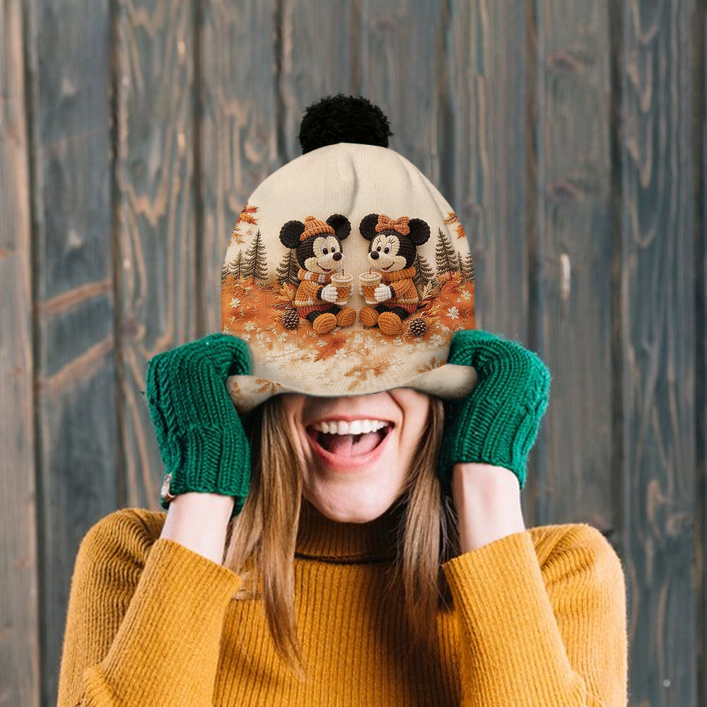 Pumpkin Spice & Cozy Vibes - Personalized Mouse Beanie Hat