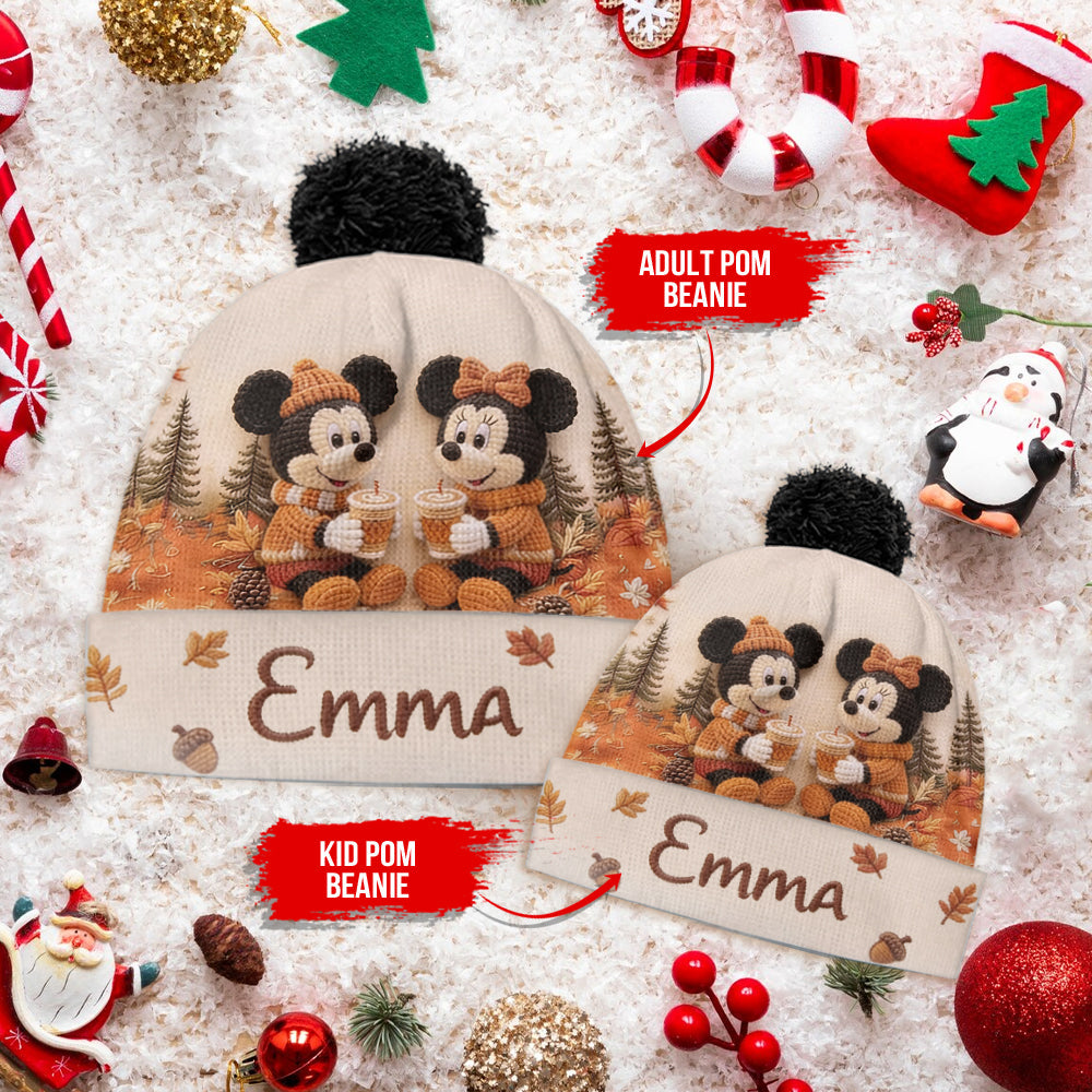 Pumpkin Spice & Cozy Vibes - Personalized Mouse Beanie Hat