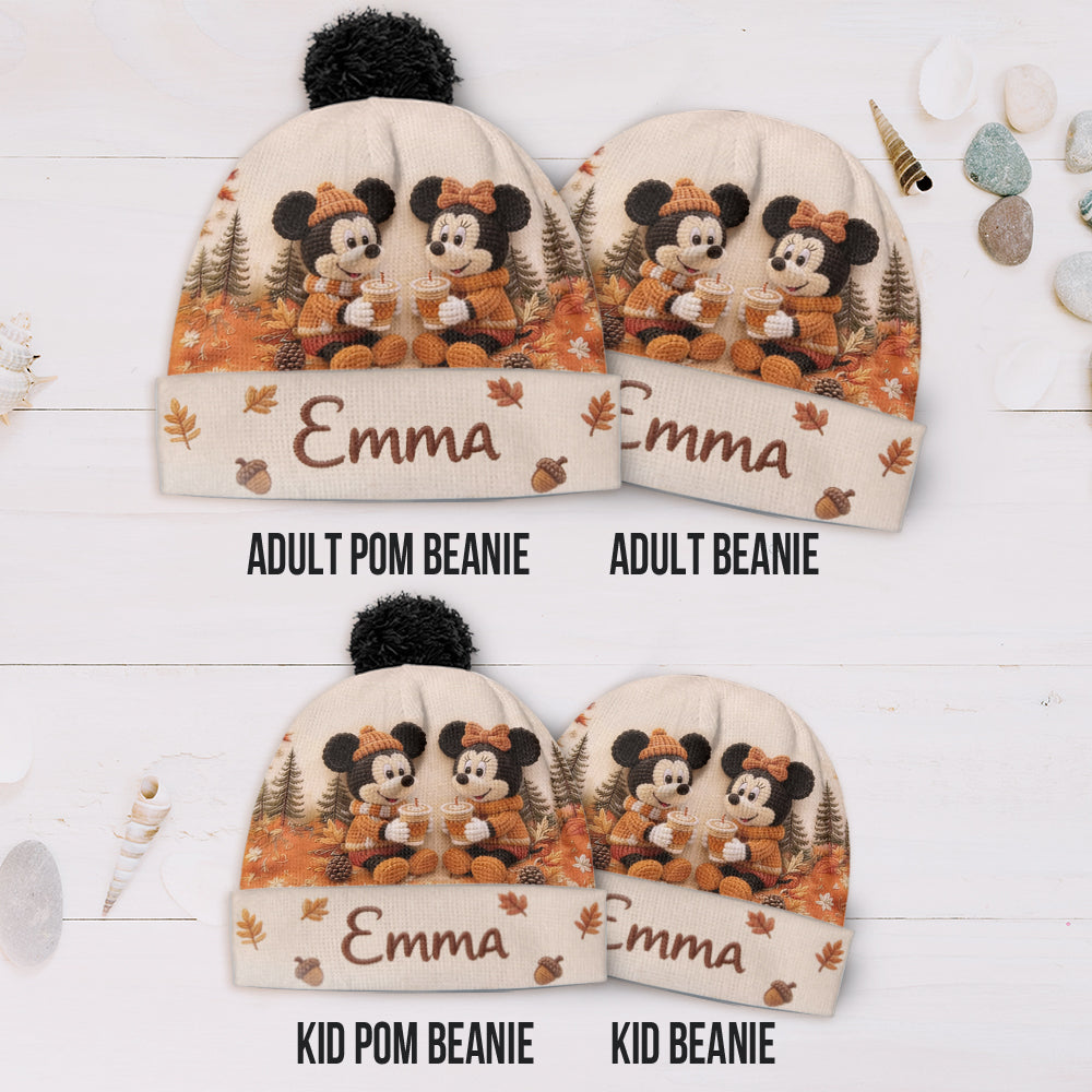 Pumpkin Spice & Cozy Vibes - Personalized Mouse Beanie Hat