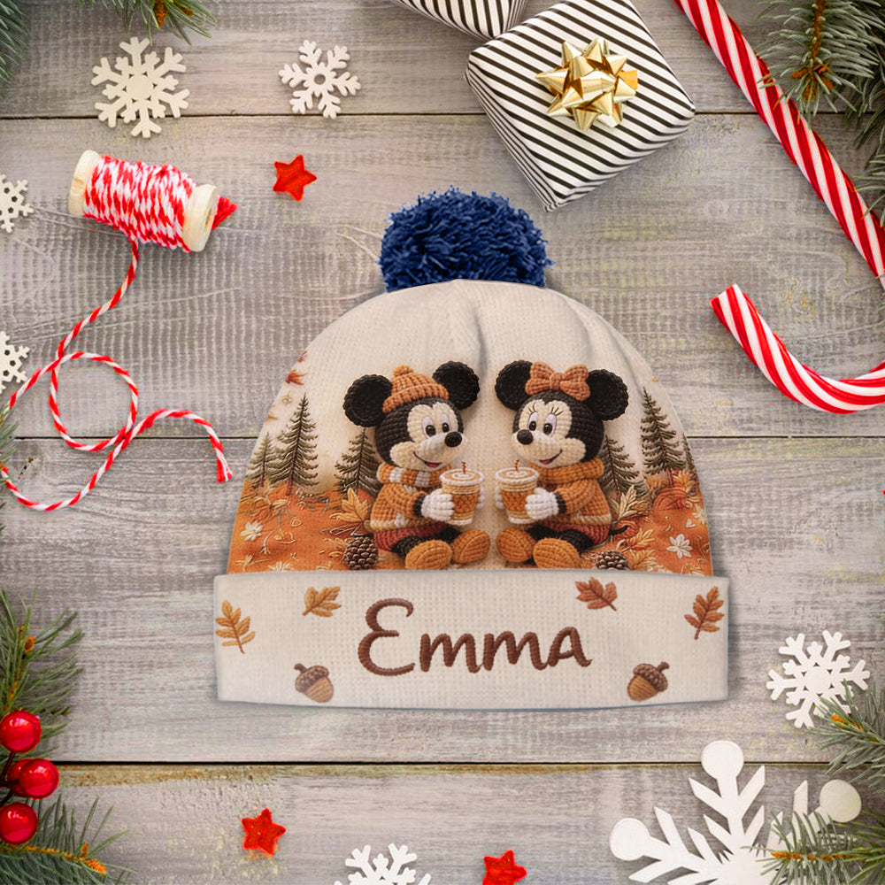 Pumpkin Spice & Cozy Vibes - Personalized Mouse Beanie Hat