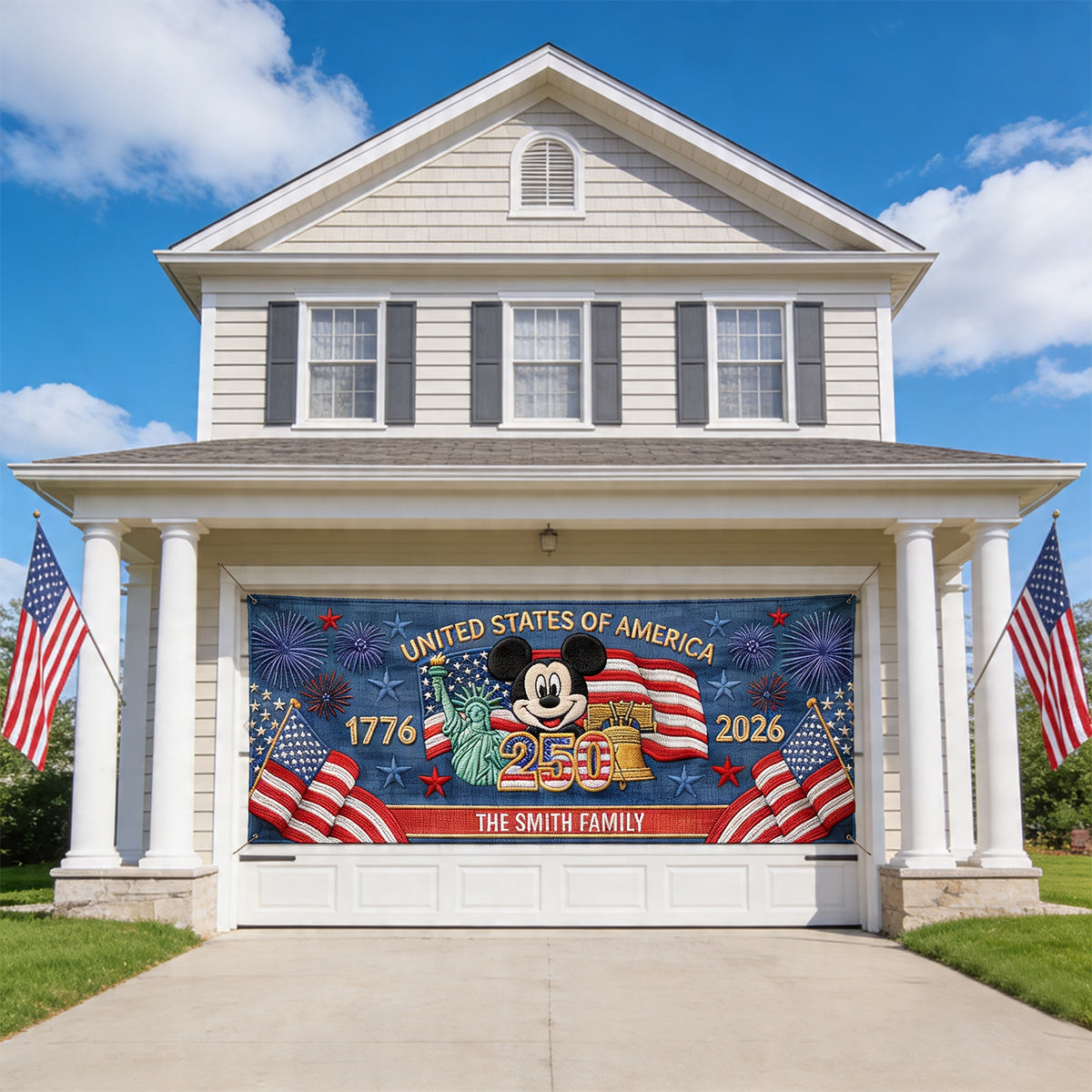 America 250th Anniversary - Personalized Mouse Garage Door Banner
