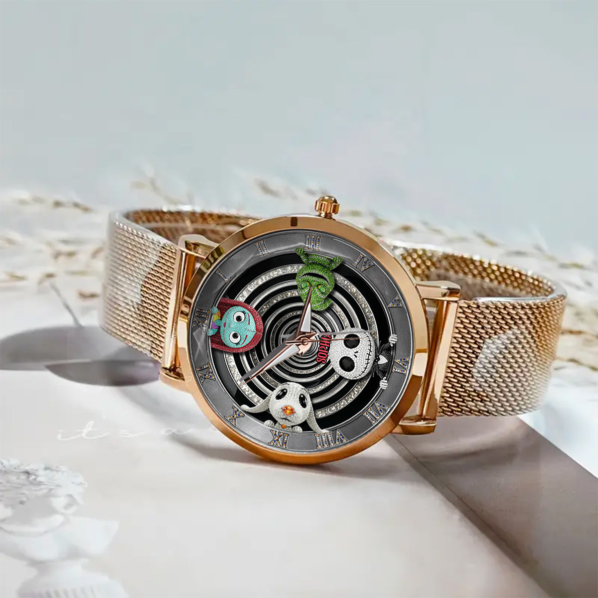 Gothic Holiday Spiral - Personalized Nightmare Women Hand Watch