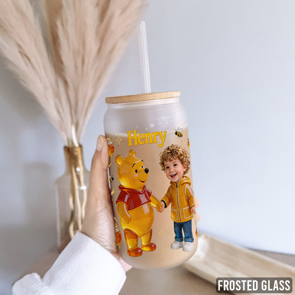 Besties Forever - Personalized Yellow Bear Can Glass