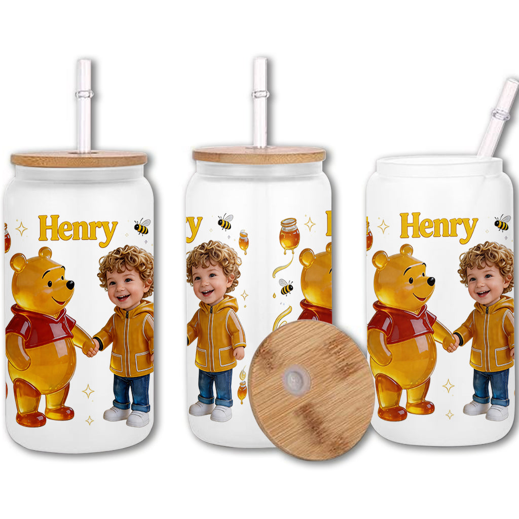 Besties Forever - Personalized Yellow Bear Can Glass