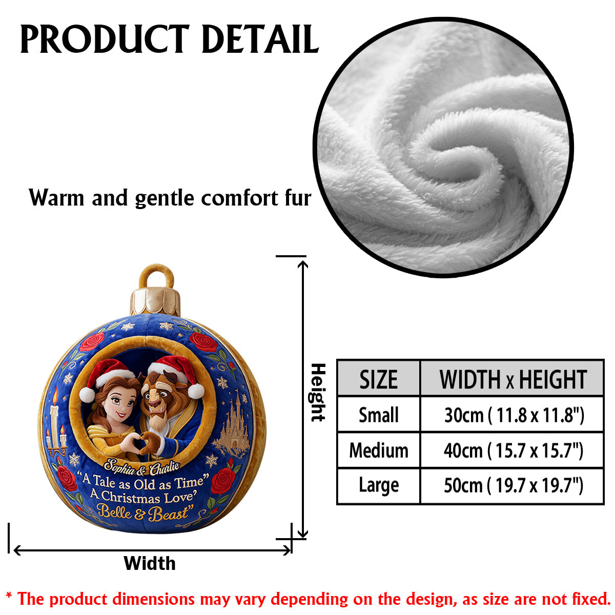 Merry Christmas Couple Gift - Personalized Beauty And The Beast Premium Faux Fur Pillow