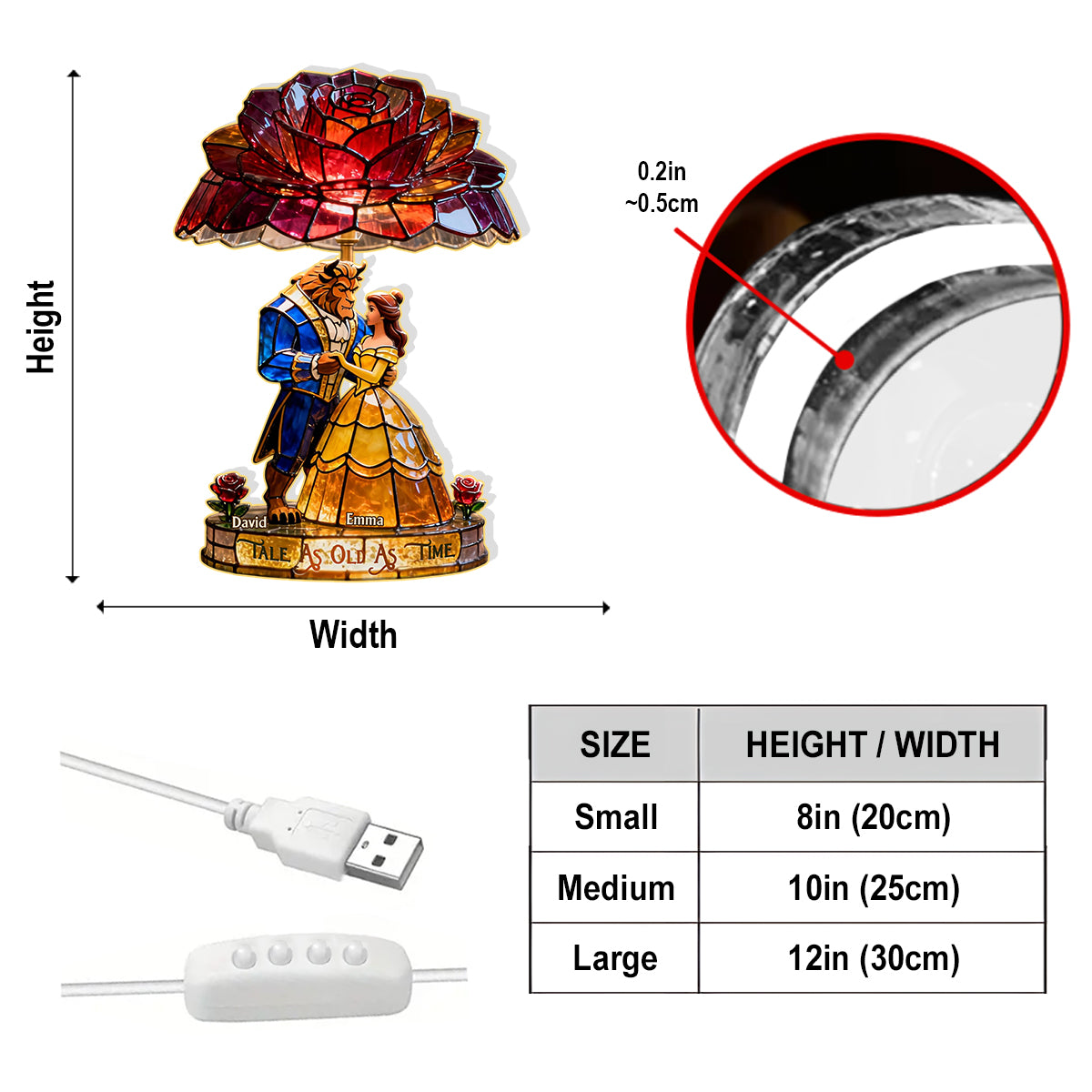 Tale As Old As Time - Personalized Beauty And The Beast Acrylic LED Night Light
