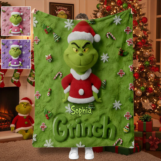 Merry Grinchmas - Personalized Stole Christmas Blanket