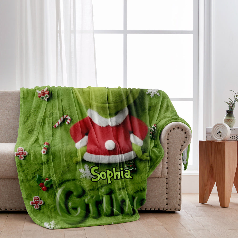 Merry Grinchmas - Personalized Stole Christmas Blanket