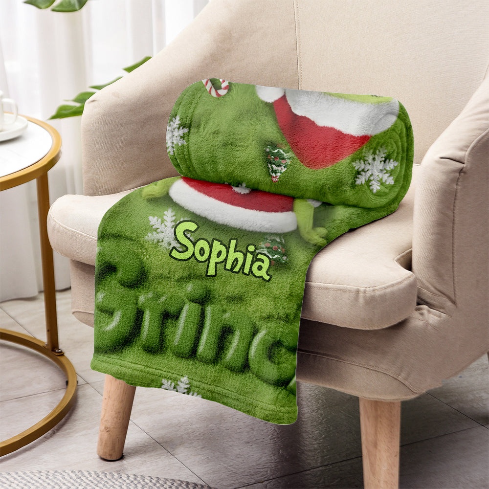Merry Grinchmas - Personalized Stole Christmas Blanket