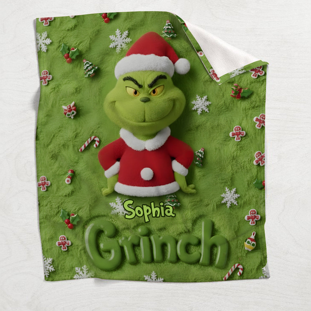 Merry Grinchmas - Personalized Stole Christmas Blanket
