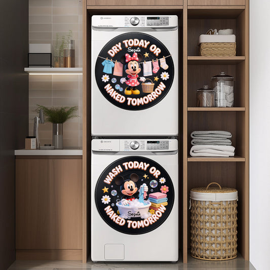 "Wash & Dry" Laundry Decal - Personalized Mouse Decal Die Cut