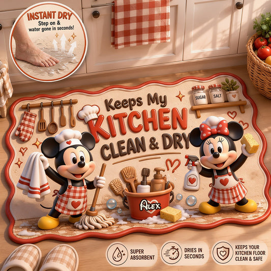 Cartoon Mouse Kitchen Mat - Personalized Mouse Drying Mat
