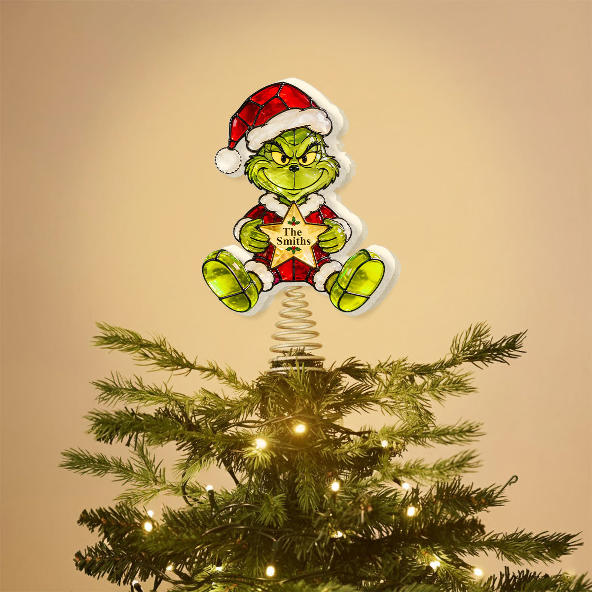 Merry Christmas - Personalized Stole Christmas LED Light Tree Topper