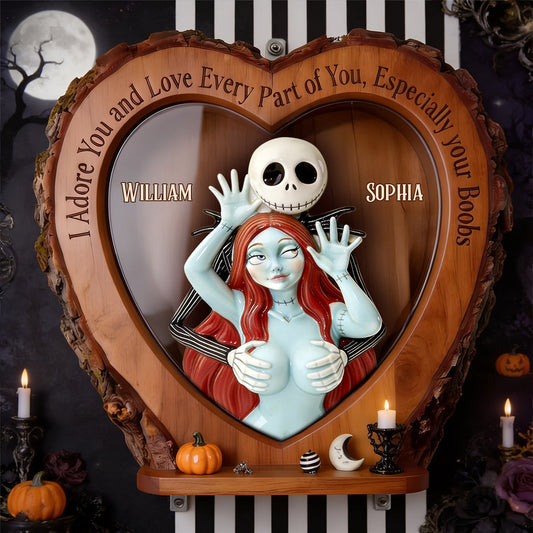 Naughty Spooky Couple - Personalized Nightmare Wooden Floating Shelf