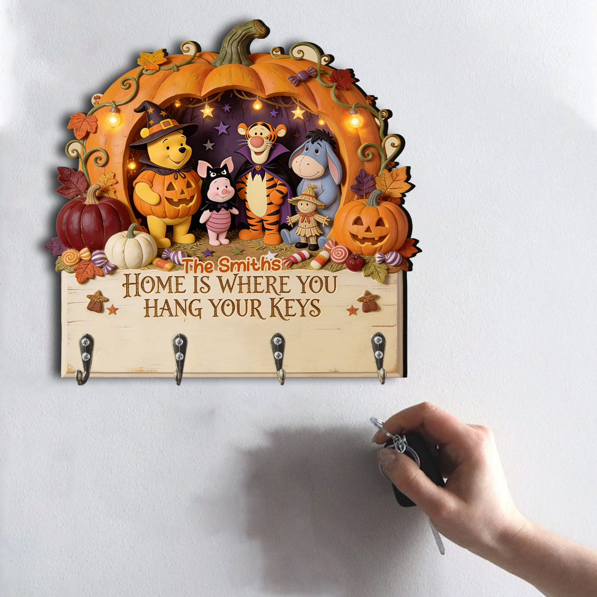 Halloween Vibes - Personalized Yellow Bear Custom Shaped Hanging Rack