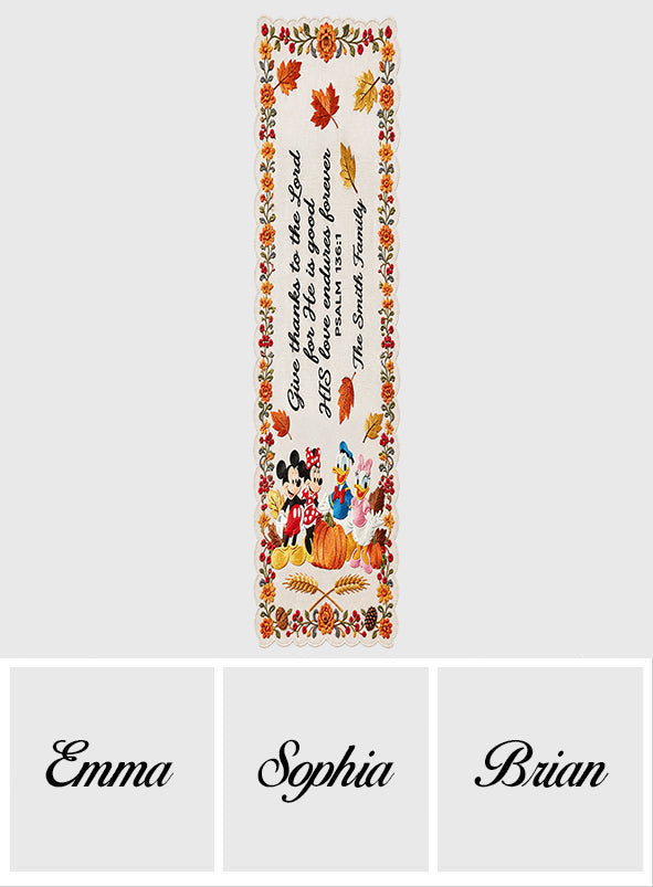 Thankful - Personalized Mouse Custom Shape Table Runner