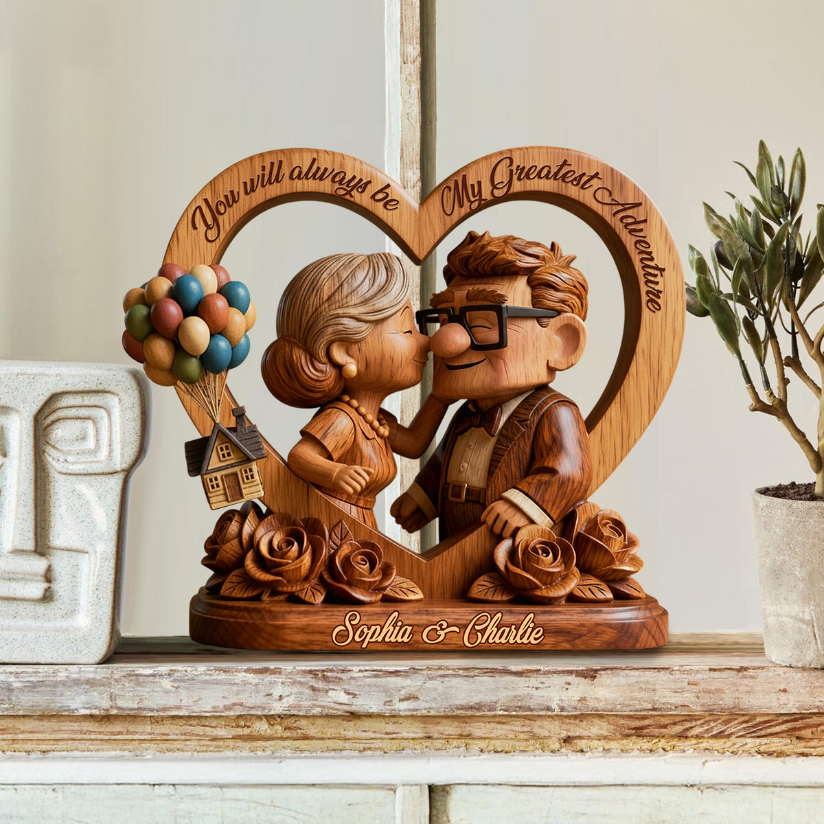 You Are My Greatest Adventure - Personalized Couple Custom Shaped Wood Plaque