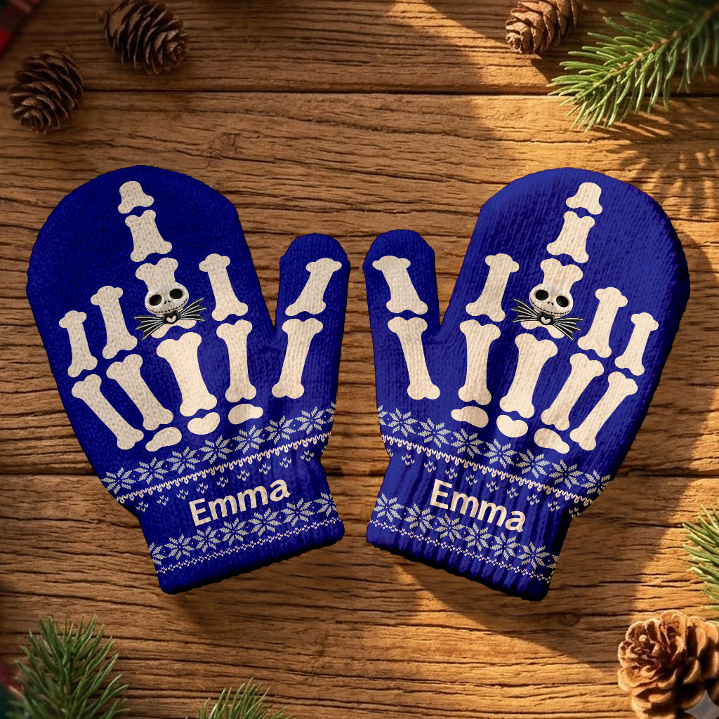 Funny Skeleton Hand - Personalized Nightmare Knitted Mittens