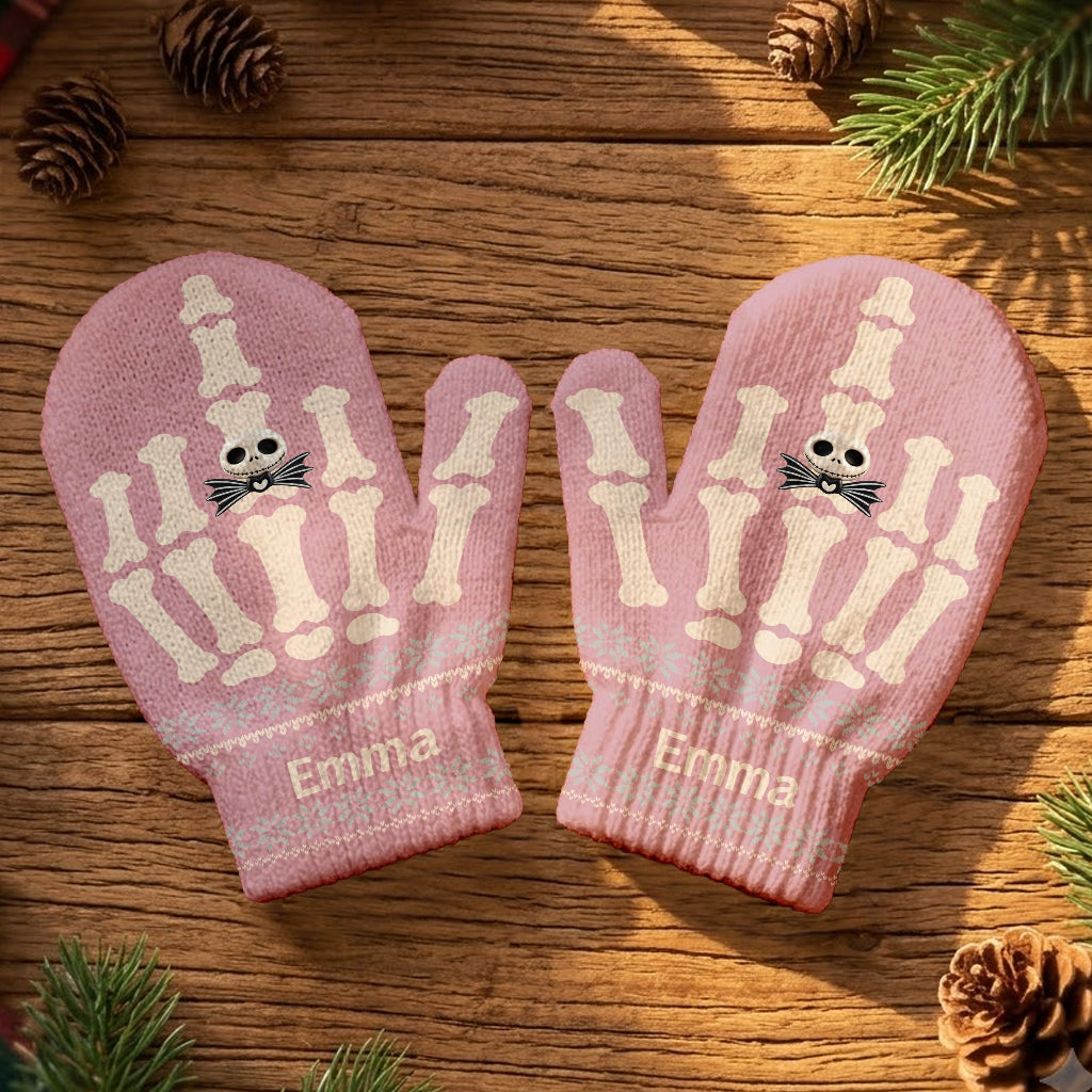 Funny Skeleton Hand - Personalized Nightmare Knitted Mittens
